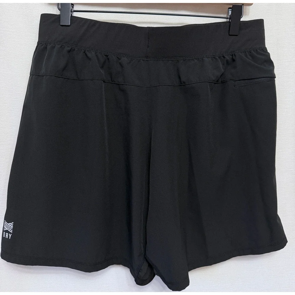 Treign Mens Performance Running Shorts Large Black Zip Pocket 7 Inch Mesh Panel